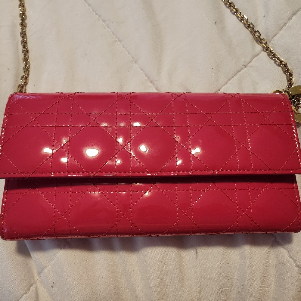 Lady Dior Pink Patent Leather Clutch